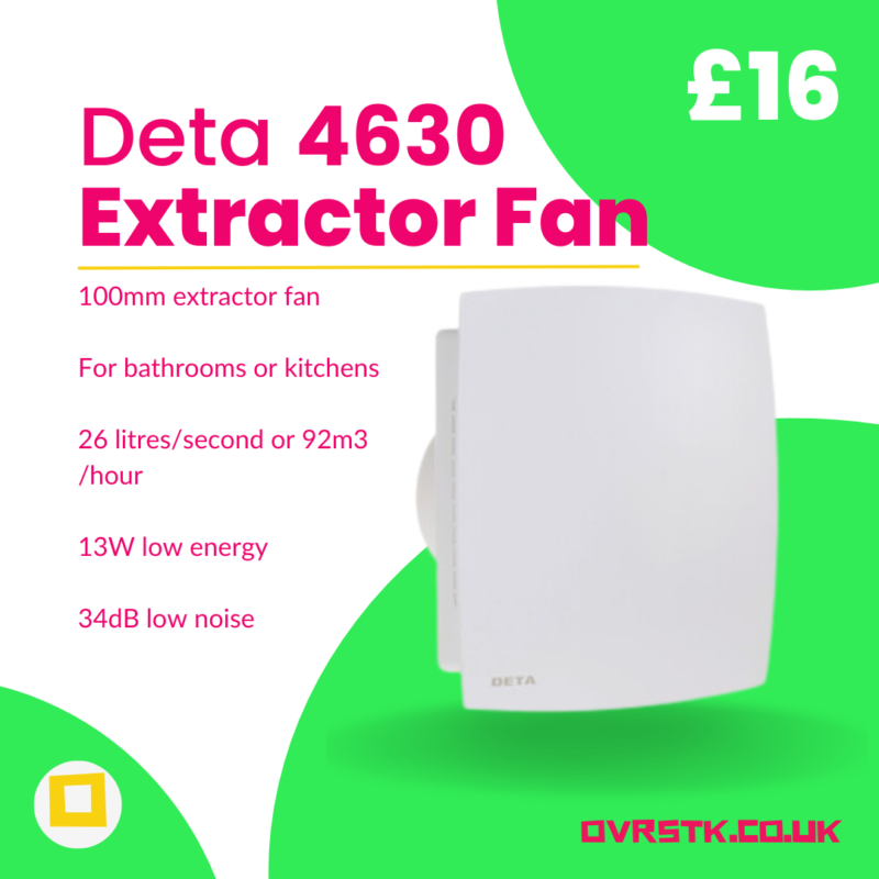 Deta 4630 Extractor Fan - 100mm for Bathrooms and Toilets - Image 2