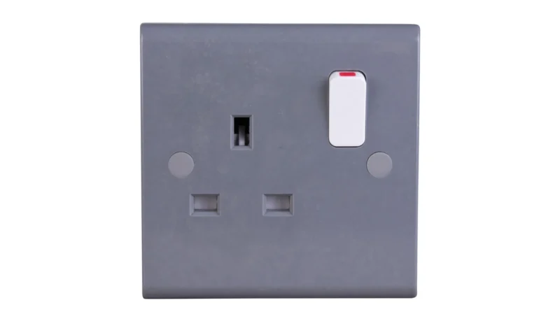 Deta S1451 Slimline Part M 1-Gang 13A Switched Socket DP - Grey