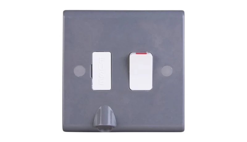 Deta S1474 Slimline Part M 13A Switched Spur with Bottom Flex Outlet - Grey