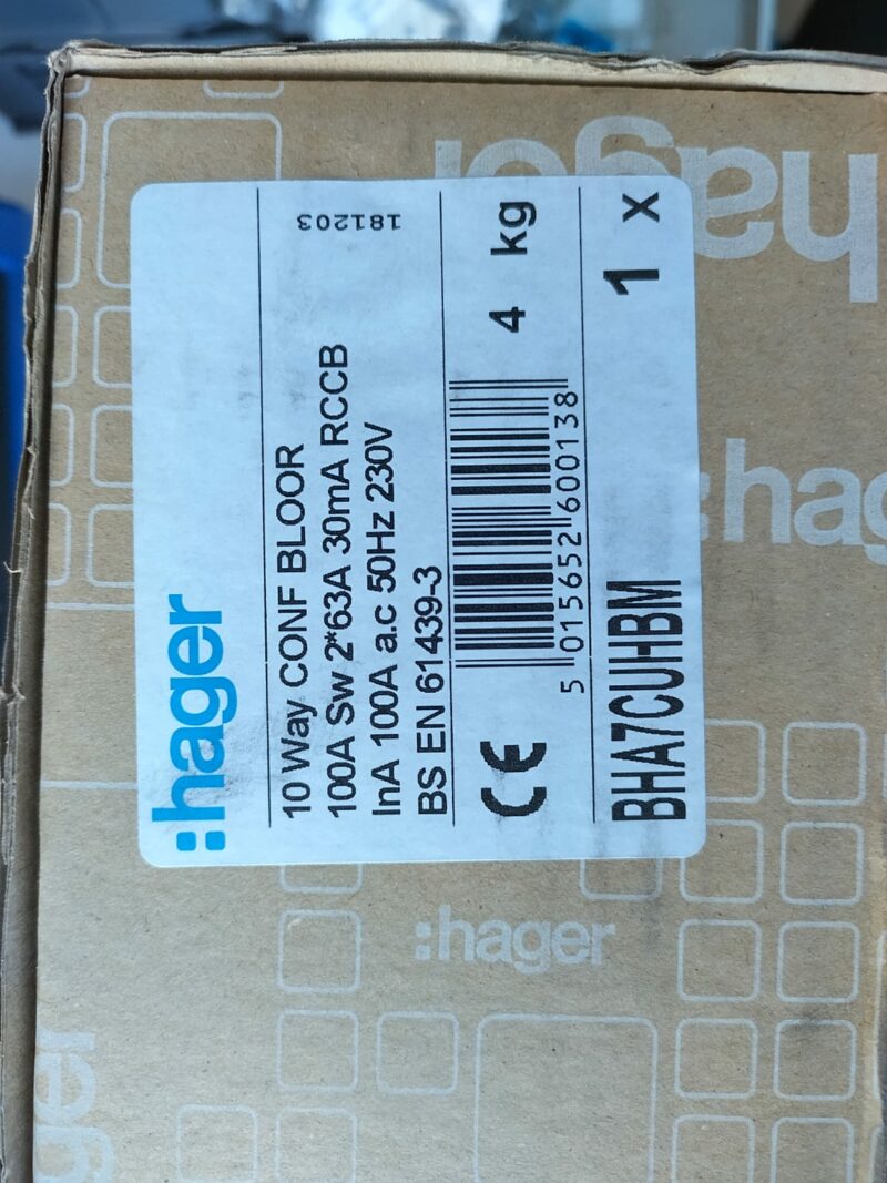 Hager 100A 10-14 Way Metal Consumer Unit (BHA7CUHBM) - Image 2