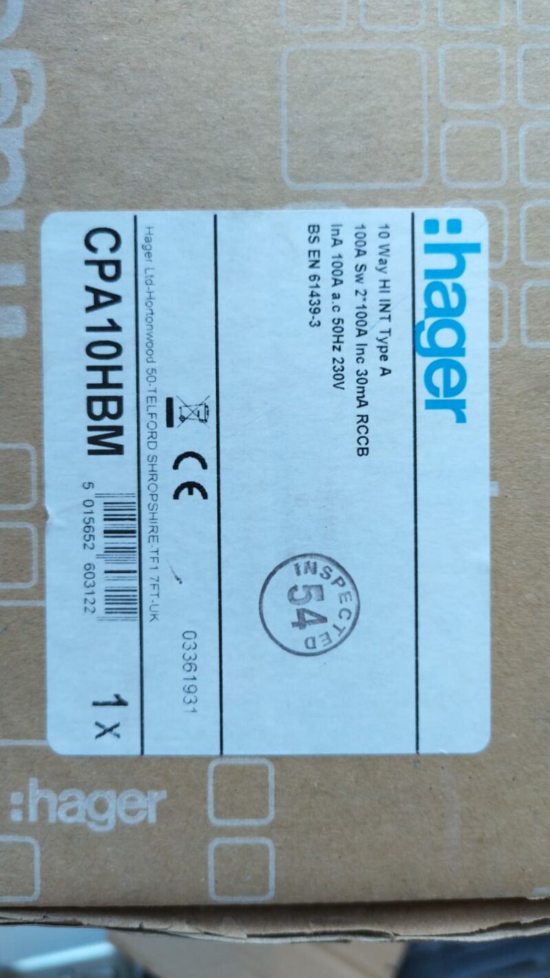 Hager 100A 10-14 Way Metal Consumer Unit (CP10HBM) - Image 4